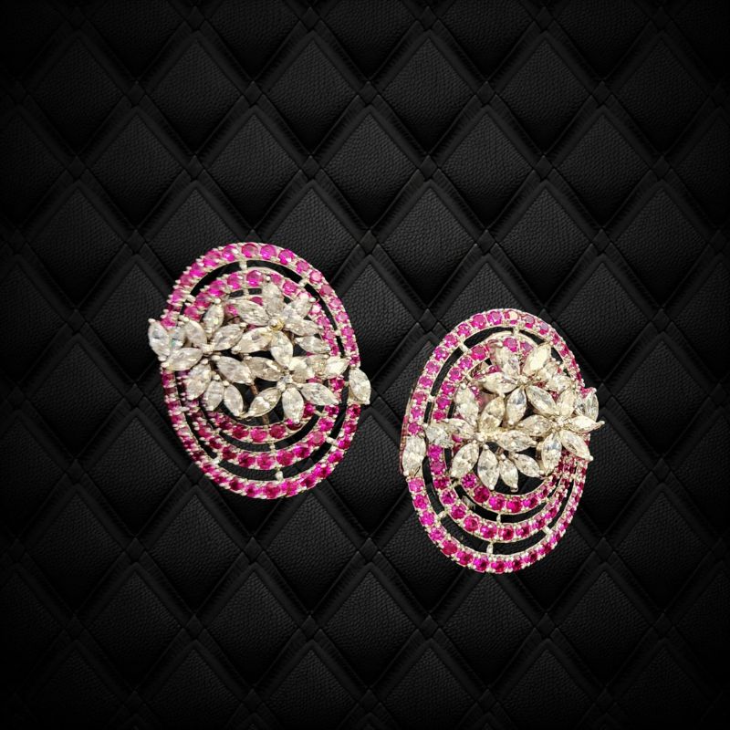 Ruby Basket Crystal Flower Earring